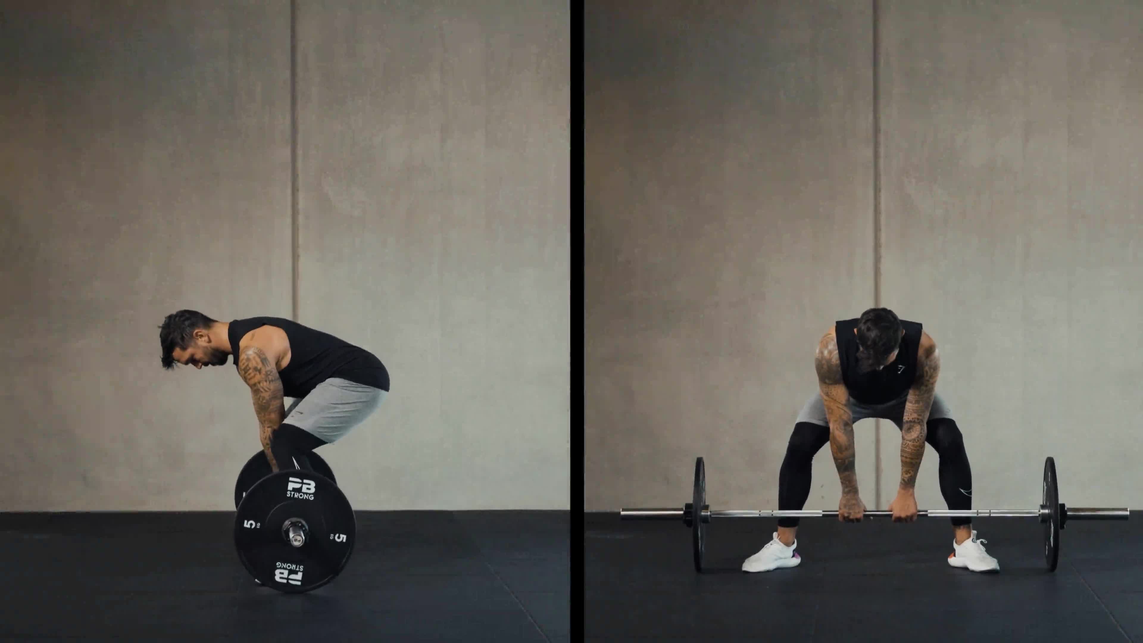 Filmed demonstration of a barbell hinge